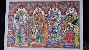 Bal Swaroop Krishna Darbar Madhubani Mithila Painting