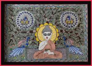Gautam Buddha Style Madhubani Mithila Painting