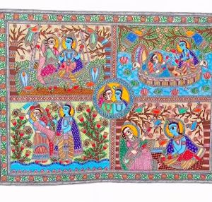 Krishna Leela Traditional Madhubani Mithila Painting