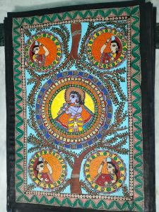Krishna Prakriti Madhubani Mithila Painting