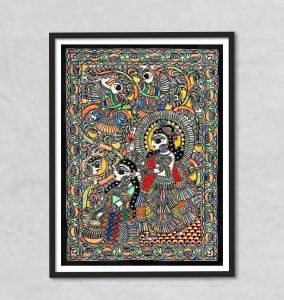 Krishna Radha Folk Mithila Painting