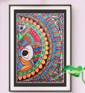 Machli Peacock Folk Madhubani Mithila Painting