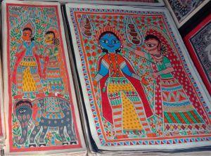 Radha Krishna Madhubani Mithila Painting