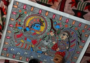 Radha Krishna Traditional Madhubani Painting