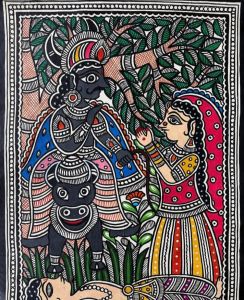 Sabitri Satyavan Traditional Madhubani Painting
