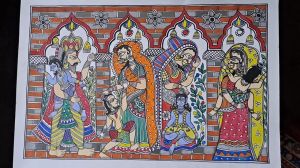 Traditional Indian Mythology Madhubani Mithila Painting