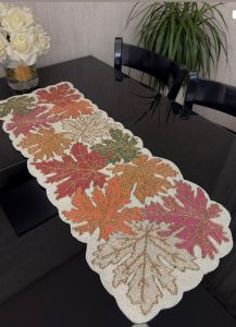 Autumn Maple Leaf Beaded Table Runner