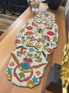 Boho Folk Art Beaded Table Runner