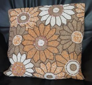 Bronze Beaded Cushion Cover
