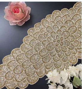 Champagne Bloom Beaded Table Runner