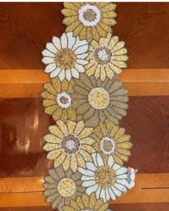 Daisy Blossom Beaded Table Runner