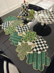 Shamrock Checkerboard Beaded Table Runner