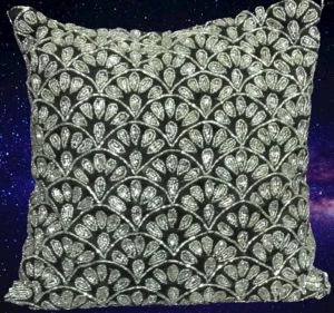 Silver Scallop Art Cushion Cover