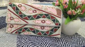 Tribal Beaded Envelope Clutch Purse