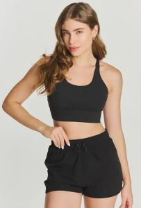Black Poly Spandex Sports Bra with Shorts