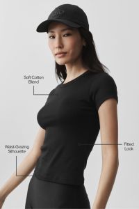 Black Round Neck Cotton Blend T-Shirt