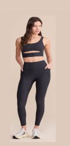 Black Slit Bra and High Waist Legging Set