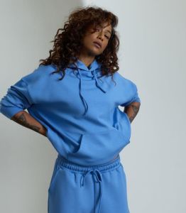 Blue Over Size Hoodie and Shorts Set