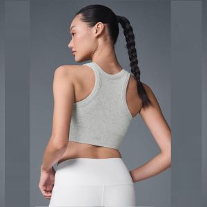 Grey Rib Top and Nylon Spandex Legging Set