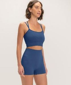 Navy Blue Slim Racerback Bra with High Waist Shorts