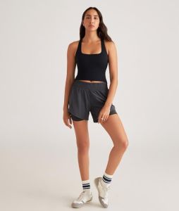 Poly Spandex Black Longline Sports Bra