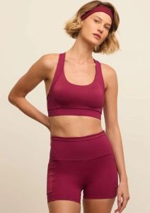 Poly Spandex Maroon Sports Bra with Shorts