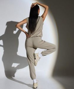 Quarter Zip Sleeveless Vest Trouser Set