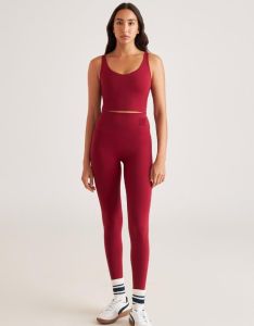 Red U Neck Sports Bra and Seamless Legging Set