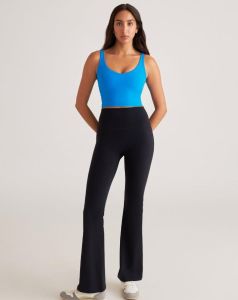 Sky Blue U Neck Sports Bra Bell Bottom Pant Set