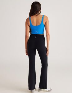 Sky Blue U Neck Sports Bra Bell Bottom Pant Set