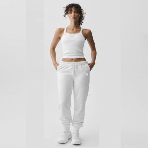 White Seamless Ribbed Bra and Sweatpant Set