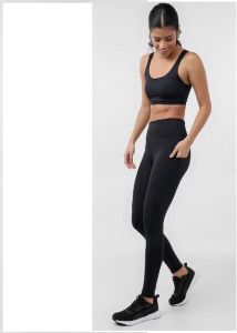 Women Black Poly Spandex Activewear Set