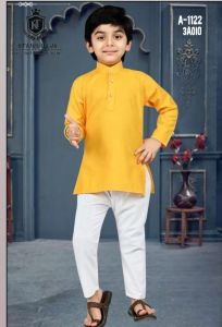 Boys Cotton Yellow Kurta Pant