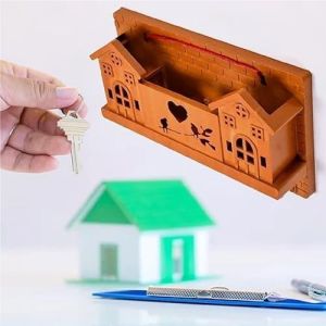 6 Hooks Plastic Wooden Home Key Holder