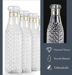 Diamond Cut Crystal Clear Plastic Water Bottle Set