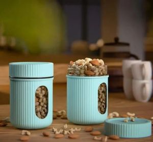 Light Blue Window Multi Purpose Airtight Container Set of 2