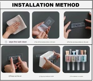 Wall Mounted Toothbrush Holder with 4 Mouthwash Cups