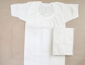 Solid White Cotton Short Sleeve Vest