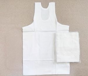 Solid White Cotton Sleeveless Vest