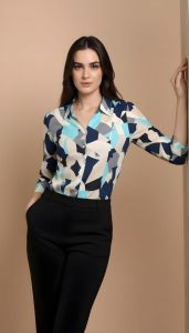 Angular Print Chiffon Shirt for Women