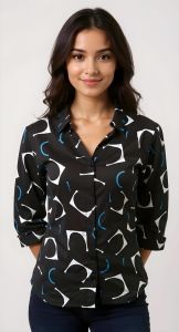 Crescent Pattern Chiffon Shirt for Women