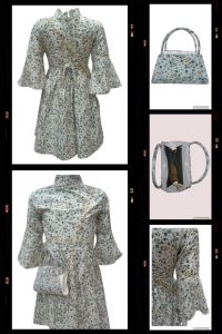 Girls Floral Print A Line Dress with Matching Handbag