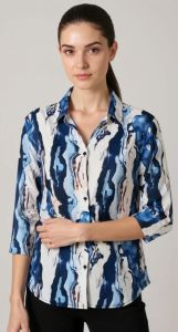 Marble Print Chiffon Shirt for Women