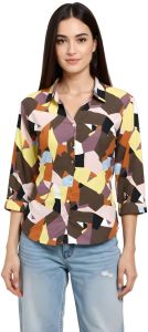 Multicolor Printed Women Chiffon Shirt