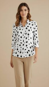 Spot Print Chiffon Shirt for Women