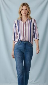 Striped Women Chiffon Shirt