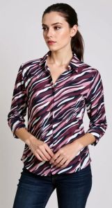 Women Tiger Stripe Chiffon Shirt