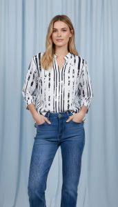 Vertical Brushstroke Chiffon Shirt for Women
