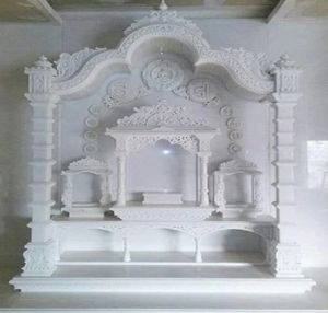 6 Feet Makrana White Engraving Marble Temple
