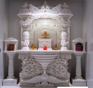7 Feet White Jain Marble Temple